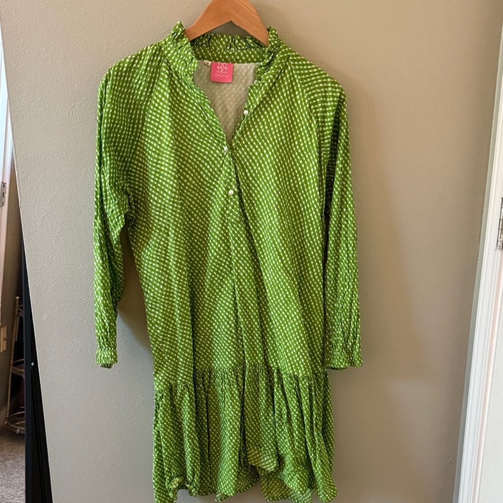 Green Polka Dot Long Sleeve Dress
